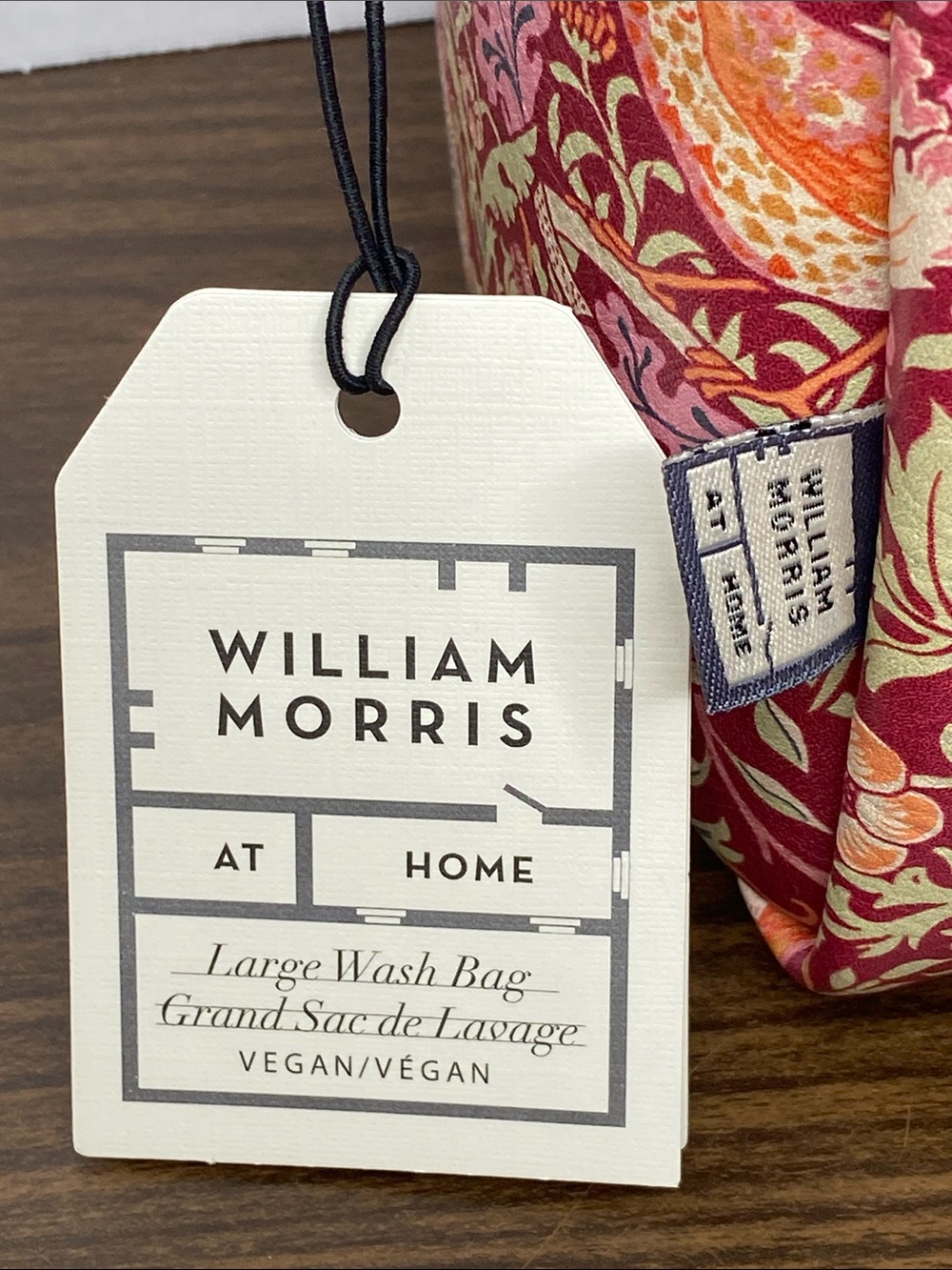 William Morris & Co cosmetic bag case raspberry Strawberry Thief bird print NWT - Picture 6 of 6